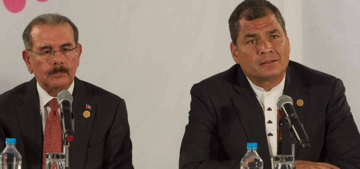 Al finalizar la Cumbre, el presidente de Rep&uacute;blica Dominicana, Danilo Medina, y el de Ecuador, Rafael Correa, brindaron una rueda de prensa.
