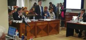 Pablo Fajardo, abogado de los afectados, durante su intervenci&oacute;n en la audiencia. 