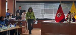 Jueza Daniela Camacho en la diligencia del caso denominado Sobornos.