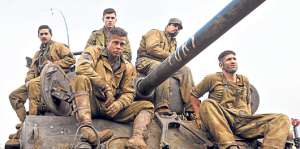 En la imagen constan: Shia LaBeouf, Logan Lerman, Michael Pe&ntilde;a, Brad Pitt y Jon Bernthal. Foto: Internet