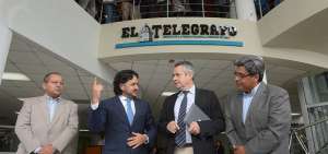 Danilo Silva, Andr&eacute;s Michelena, Fernando Larenas y Hern&aacute;n Ramos visitaron la planta de EL TEL&Eacute;GRAFO.
