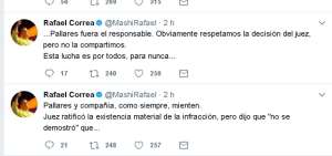 Correa: &ldquo;Juez ratific&oacute; la existencia material de la infracci&oacute;n&rdquo; en caso Pallares