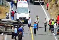 Se registró un accidente de tránsito en la vía a Aguaján en Ambato