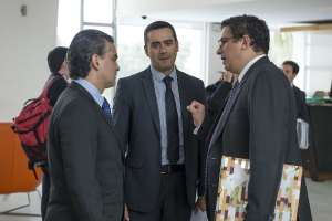 El ministro de Comercio Exterior, Francisco Rivadeneira, se reuni&oacute; hoy con autoridades de comercio de Colombia. Foto: Andr&eacute;s Darquea/ EL TEL&Eacute;GRAFO. 