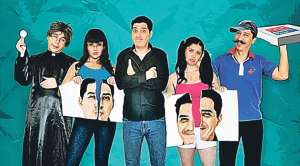 Christian Maquil&oacute;n (i), Katty Garc&iacute;a, Ney Calder&oacute;n, Kary Panta y Rodrigo Ayala son los personajes de la comedia teatral &lsquo;Dos mujeres y una pizza&rsquo;. Foto: Cortes&iacute;a