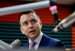 El presidente, Daniel Noboa durante una entrevista radial. 