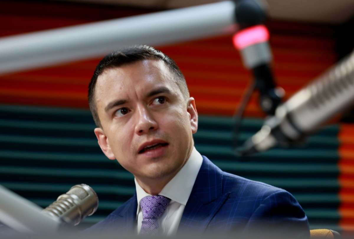 El presidente, Daniel Noboa durante una entrevista radial. 