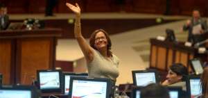 Conocida la votaci&oacute;n, Elizabeth Cabezas se puso de pie y agradeci&oacute; a los ciudadanos que acudieron hasta la parte alta del sal&oacute;n Nela Mart&iacute;nez para brindar el apoyo a la candidatura de la legisladora. Ella dirigir&aacute; la Asamblea Nacional hasta mayo de 2019.