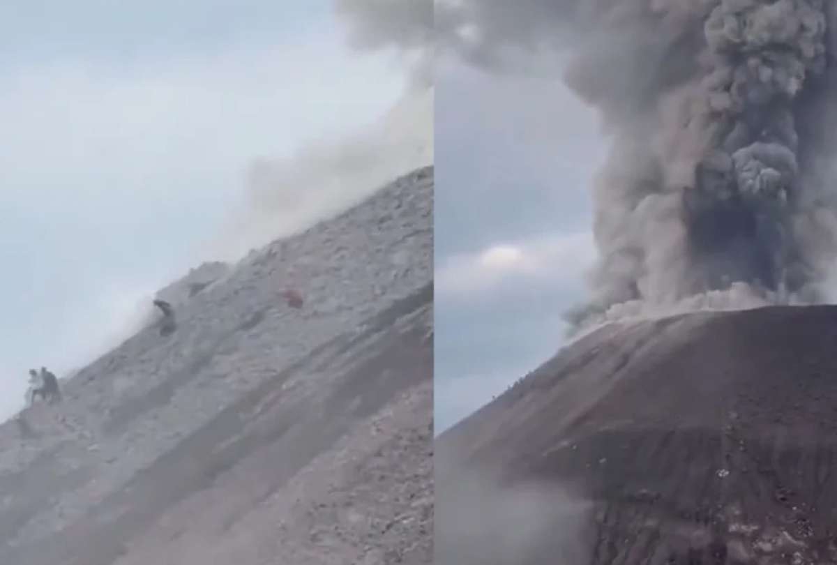 Excursionistas quedan expuestos a erupci&oacute;n en el volc&aacute;n Santiaguito