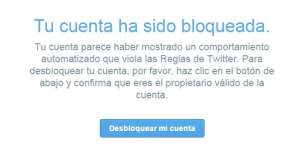 Este es el mensaje que se muestra a los usuarios que les han bloqueado la cuenta.