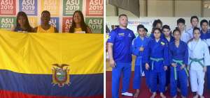De izquierda a derecha, los deportistas ecuatorianos Adriana Alajo, Joe Caicedo y Yulissa Molina. En la gr&aacute;fica derecha, Hasta ayer, la delegaci&oacute;n de judo acumulaba 4 preseas de oro, 9 de plata y 3 de bronce.