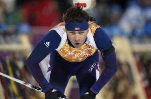 El biatleta noruego Ole Einar Bjoerndalen compite en la prueba de relevo. Foto: EFE