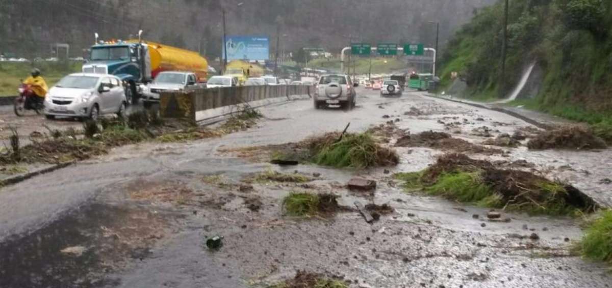 Deslizamiento de lodo y hiervas en el sector de El Tr&eacute;bol.