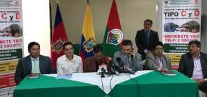 Conferencia de prensa de los transportistas, desarrollada este viernes. 