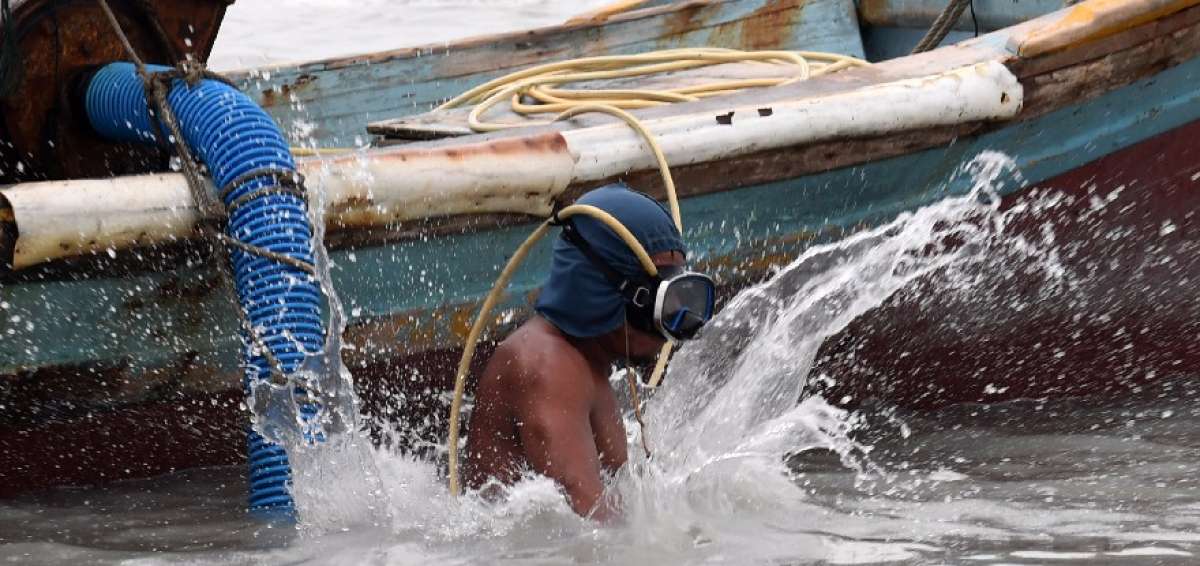 Paci se sumerge en aguas turquesas equipado solo con unas gafas y un tubo de pl&aacute;stico para poder respirar.