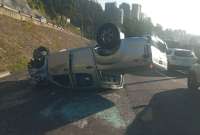 La camioneta quedó en la vía, en el sentido sur - norte