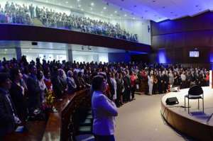 M&aacute;s de una hora dur&oacute; la intervenci&oacute;n de la presidenta de la Asamblea, Gabriela Rivadeneira, en el informe de rendici&oacute;n de cuentas. FOTO: ANDRES DARQUEA.
