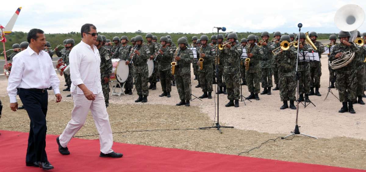 Los mandatarios Rafael Correa (Ecuador) y Ollanta Humala (Per&uacute;) destacaron los avances  en la cooperaci&oacute;n binacional en la zona de frontera. Foto: Cortes&iacute;a / Presidencia de la Rep&uacute;blica 