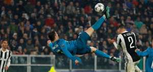 Instante en el que Cristiano Ronaldo realiz&oacute; la 'chilena' del segundo tanto del Madrid.