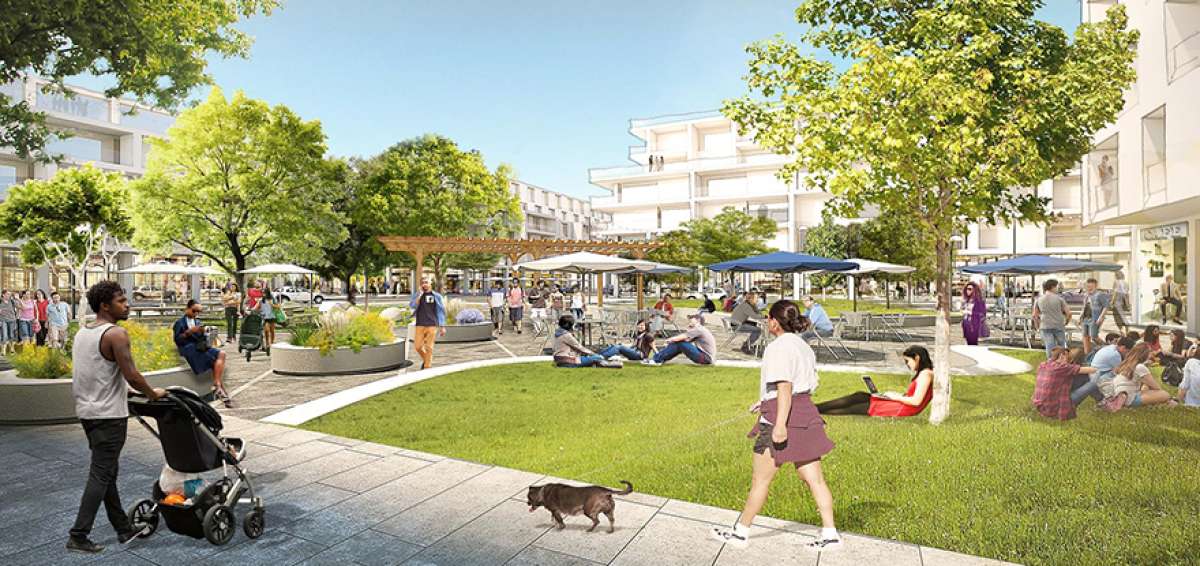 Representaci&oacute;n hecha por Facebook de c&oacute;mo lucir&iacute;a, a partir de 2021, su campus ubicado en Silicon Valley, en California. 