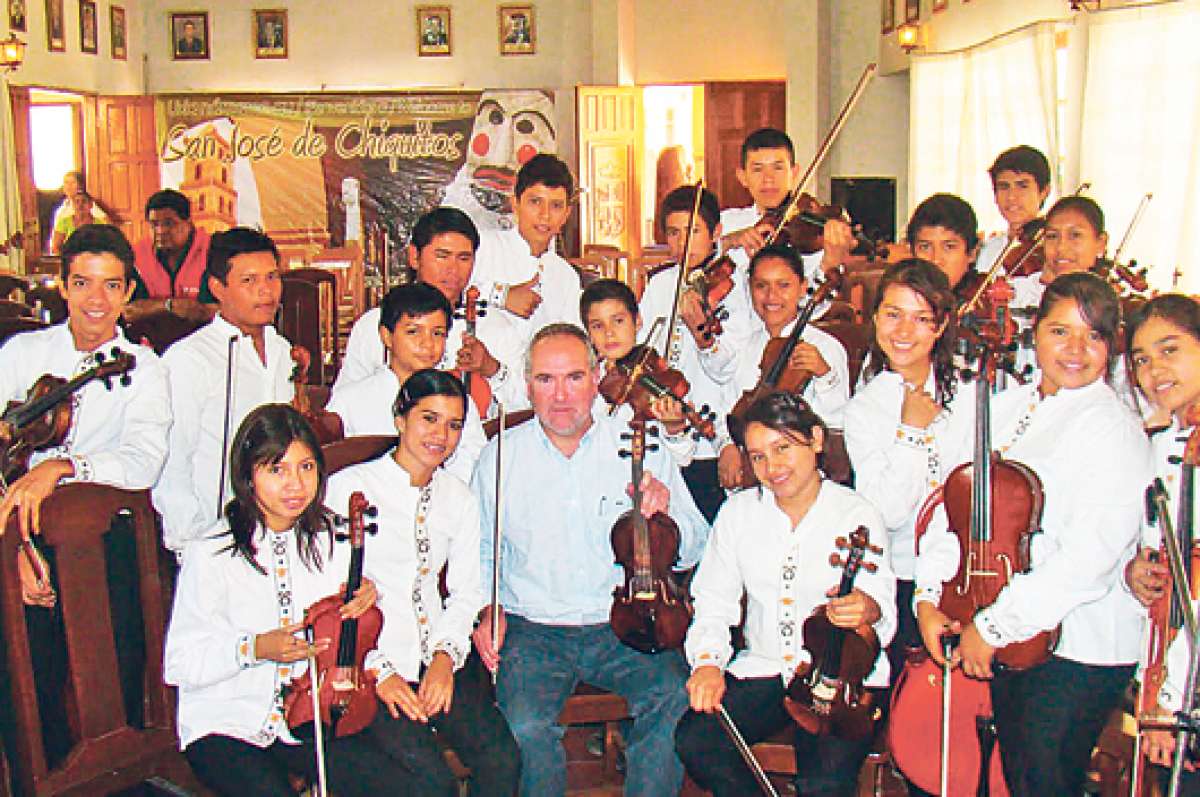 Los ni&ntilde;os y adolescentes que forman parte de la Orquesta boliviana de San Jos&eacute; de Chiquitos.
