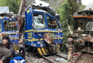Dos trenes colisionaron en la ruta Machu Picchu. 