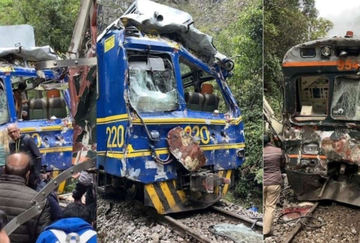 Dos trenes colisionaron en la ruta Machu Picchu. 