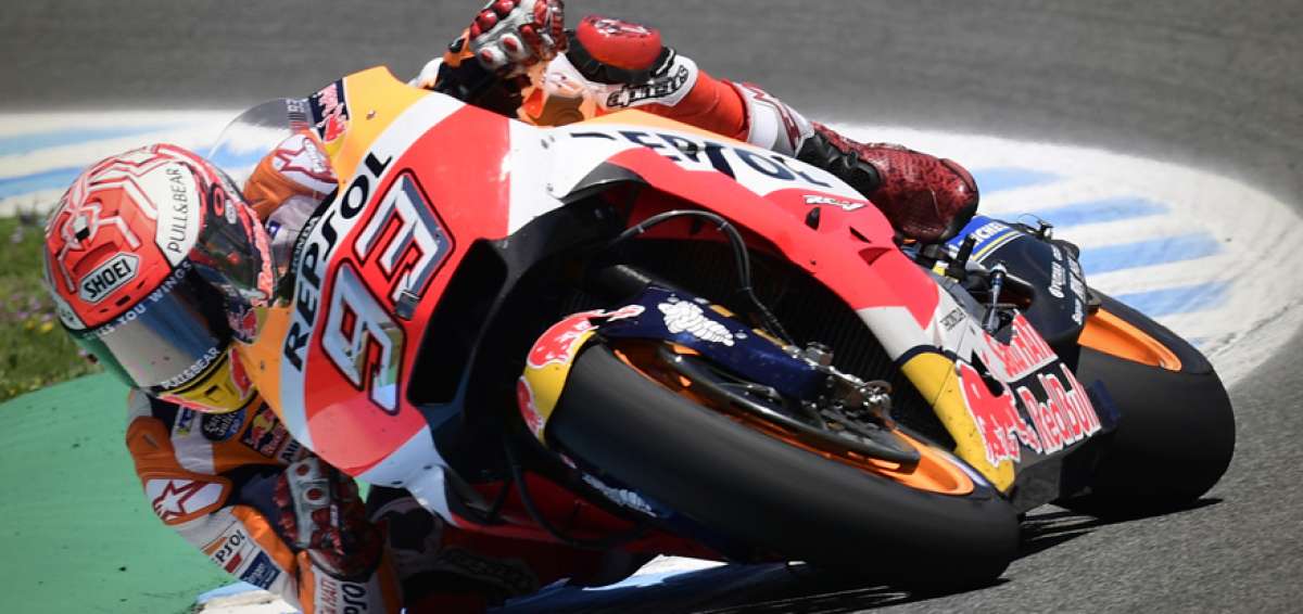 El piloto espa&ntilde;ol Marc M&aacute;rquez aprovech&oacute; bien las ca&iacute;das de algunos de los favoritos y se hizo con el Gran Premio de Espa&ntilde;a, en Jerez de la Frontera.