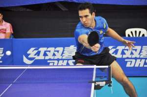 Mi&ntilde;o (#217 del r&aacute;nking mundial) participa en la liga profesional de tenis de mesa de Alemania, en el club TTC Zugbruck Grenzau. Foto: Cortes&iacute;a