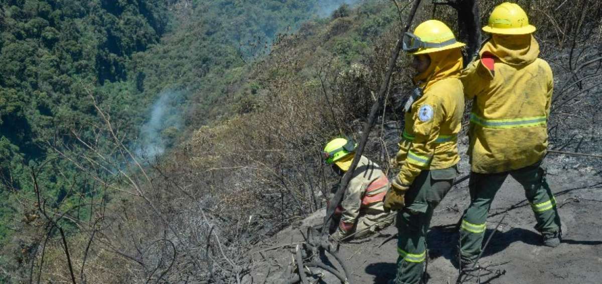 Los bomberos que acudieron al incendio del Pasochoa.