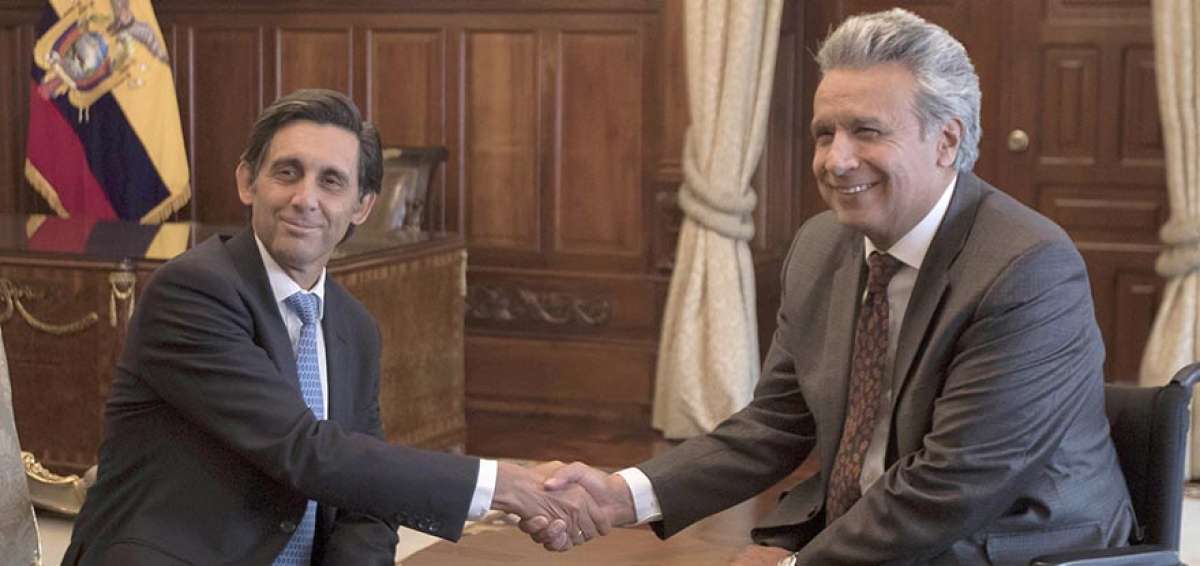 El principal de la empresa Tel&eacute;fonica y el presidente Len&iacute;n Moreno dialogaron sobre la ampliaci&oacute;n de inversiones en Ecuador.