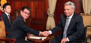 La reuni&oacute;n entre Len&iacute;n Moreno y Tarō Kōno se realiz&oacute; en el Palacio de Carondelet.