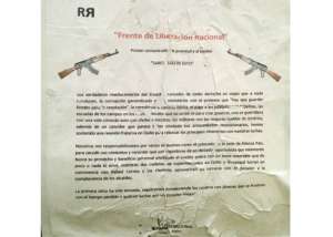 Este es el panfleto del autodenominado "Frente de Liberaci&oacute;n Nacional".