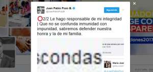Juan Pablo Pozo hace "responsable de su integridad" a Andr&eacute;s P&aacute;ez