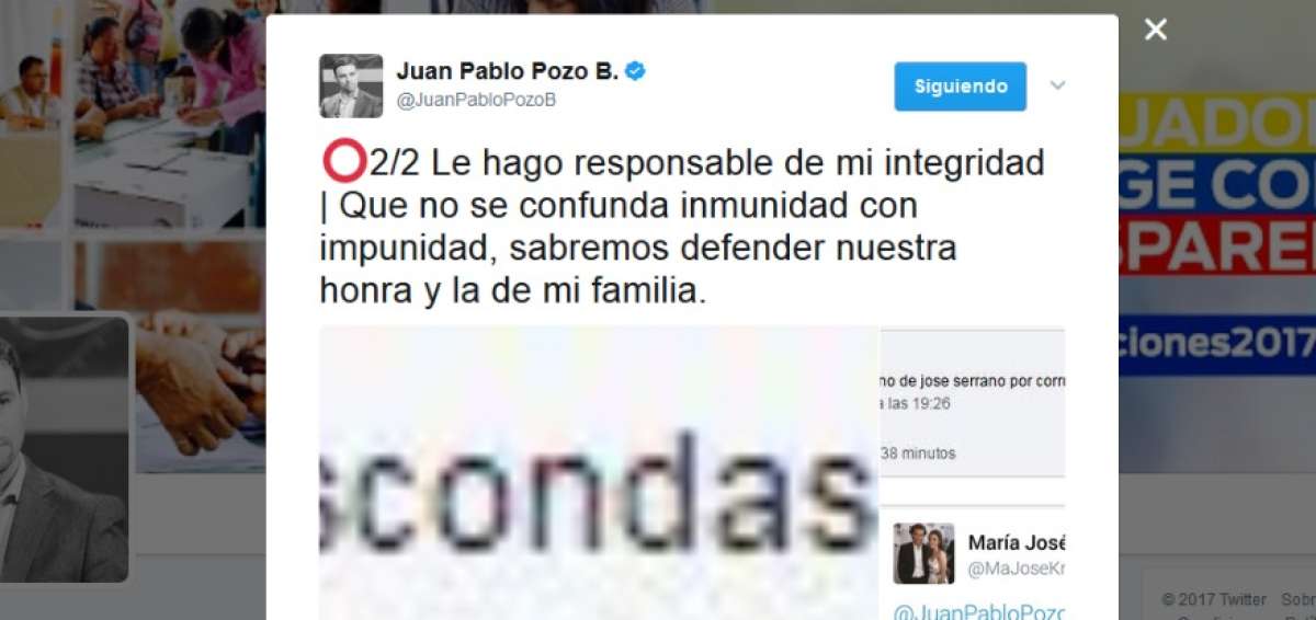 Juan Pablo Pozo hace "responsable de su integridad" a Andr&eacute;s P&aacute;ez