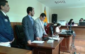 El fiscal Fabi&aacute;n Salazar, durante la exposici&oacute;n del caso. La diligencia se desarroll&oacute; en forma reservada. Foto: Cortes&iacute;a