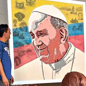 Infractores pintaron cuadro del Papa
