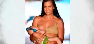 La modelo Mara Martin se hizo famosa tras salir a la pasarela mientras le daba pecho a su hijo.