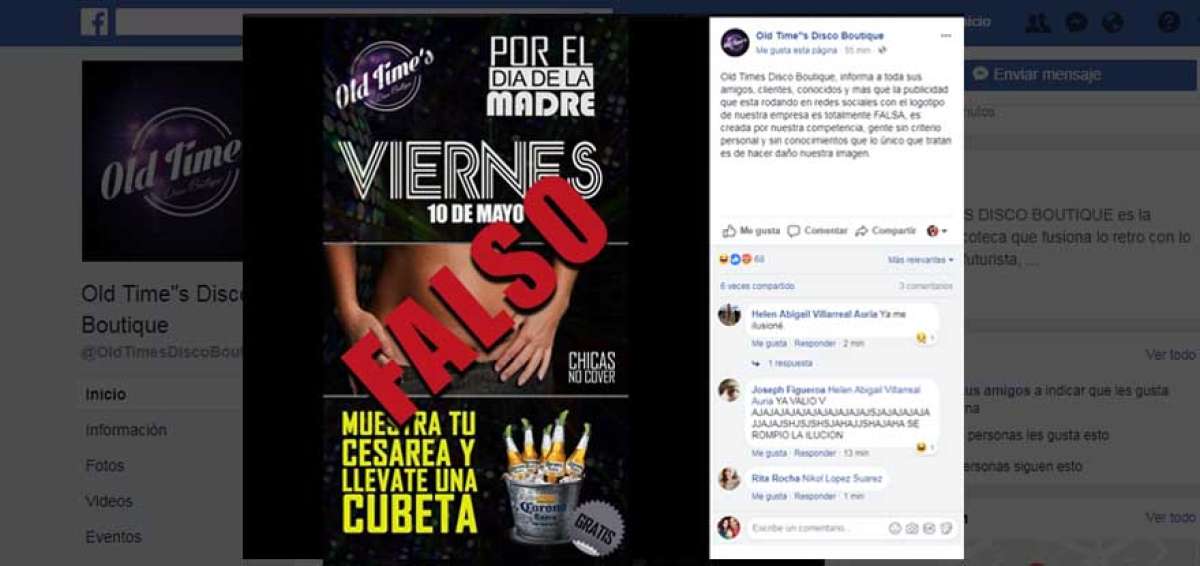 "Old Times Disco Boutique" de Quito neg&oacute; que ellos hayan pautado esa "publicidad". 