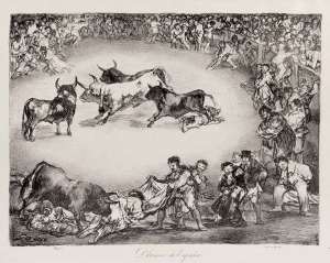 Una de las 4 litograf&iacute;as de la serie Los toros de Burdeos,  de Goya, donada por el mexicano Pl&aacute;cido Arango. Foto internet