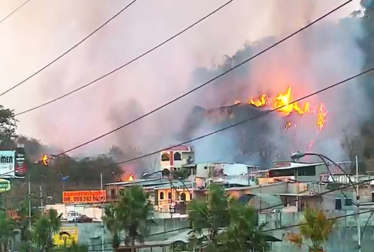 Incendio de maleza moviliza a bomberos y policías en Guayaquil