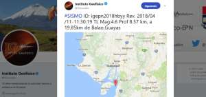 El Instituto Geof&iacute;sico inform&oacute; sobre el sismo que ocurri&oacute; a las 11:30 de este 11 de abril. 