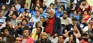 El escritor y periodista cuencano Jaime Galarza Zavala tambi&eacute;n asisti&oacute; a la reuni&oacute;n en la capital de la provincia de Chimborazo.