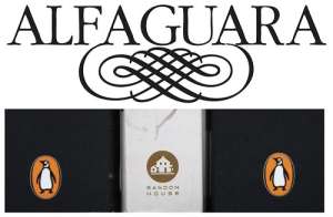 Combo de logotipos de las editoriales Alfaguara (arriba) y Penguin Random House (abajo). Foto: EFE