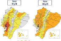En Ecuador, las lluvias continuarán hasta el 22 de marzo.