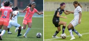 Izq: La venezolana Yosneidy Zambrano (derecha) lleva 13 goles con el club &Ntilde;a&ntilde;as. Karen Flores (i), delantera de Independiente del Valle, suma 18 tantos.
