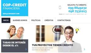 Captura de pantalla de la empresa Copcredit.