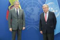 El presidente Guillermo Lasso (izq.) sostuvo una reunión con António Guterres, secretario general de las Naciones Unidas.