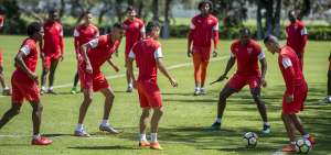 Los futbolistas de Liga de Quito durante una pr&aacute;ctica del equipo en el complejo de Pomasqui, antes del partido de este fin de semana.