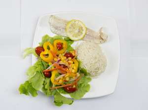 El plato de comida saludable est&aacute; compuesto en 50% por ensalada, 25% por prote&iacute;na y 25% de un carbohidrato.